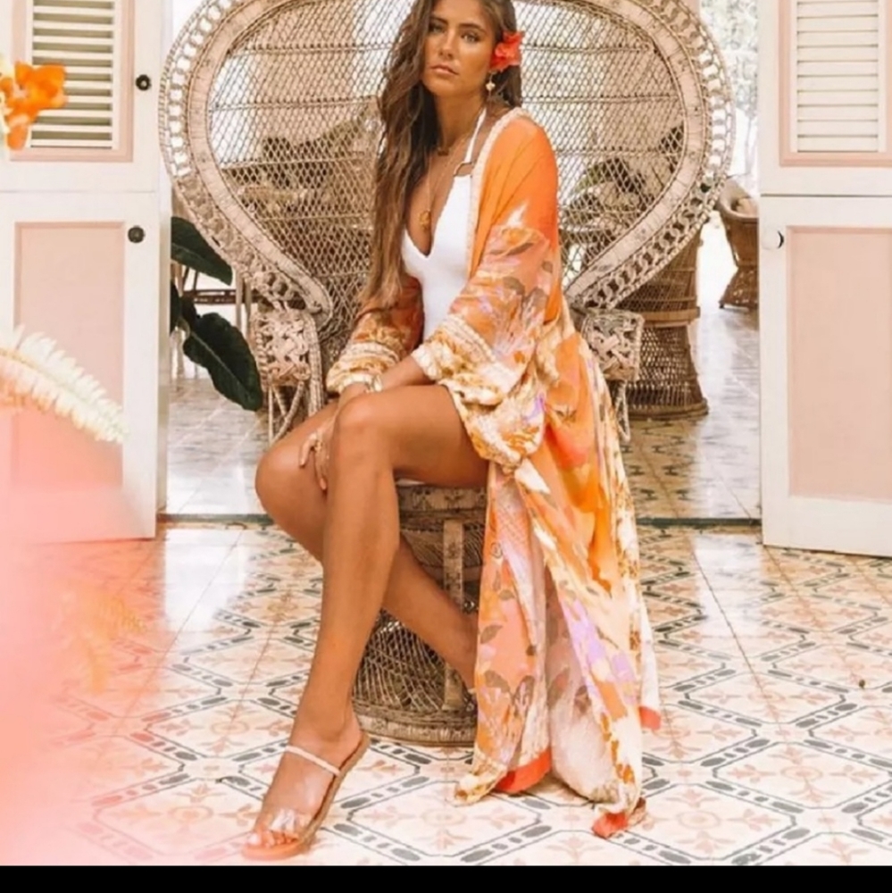 Mermaid Dreams Boho Kimono Duster Robe Coverup - Picture 7 of 8